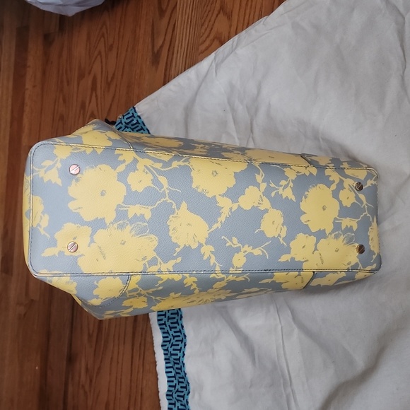 Tory Burch Robinson Dome Leather Handbag in Yellow and Gray Floral - Picture 10 of 15